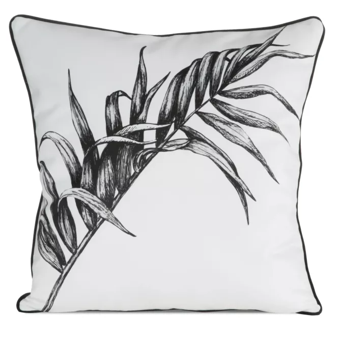 Poszewka na poduszkę 60x60 cm welwetowa, biało czarna z motywem roślinnym z wypustką na brzegach PALOMA Eurofirany Premium