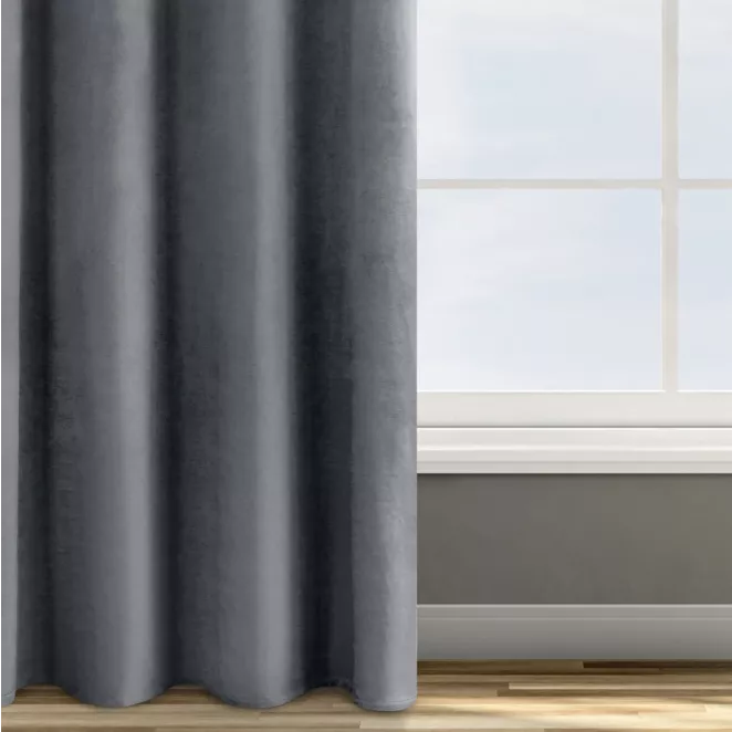Zasłona welwetowa grafitowa 140x250 cm przelotka - ROSA - Design 91