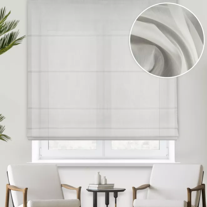 Roleta rzymska kremowa z delikatnej batystowej tkaniny z połyskiem