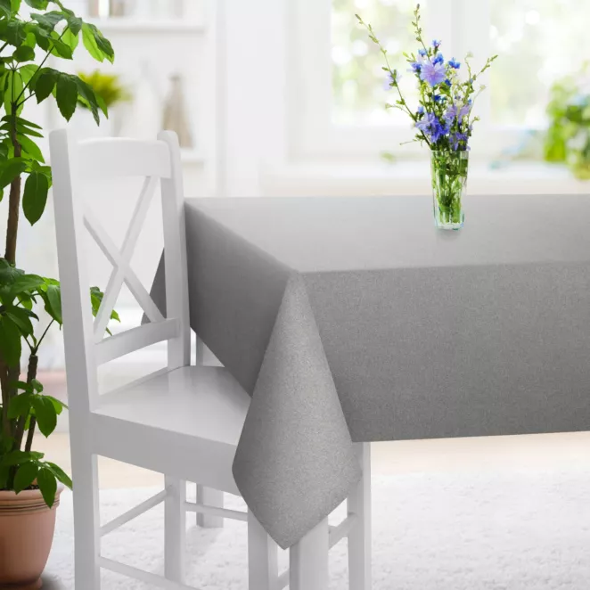 Obrus szyty stalowy ze strukturalnej tkaniny typu blackout, zaciemniająca w 100%