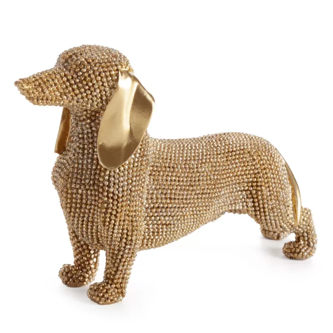 Figurka złota pies o drobnym strukturalnym wzorze 19x6x12 cm ELDO