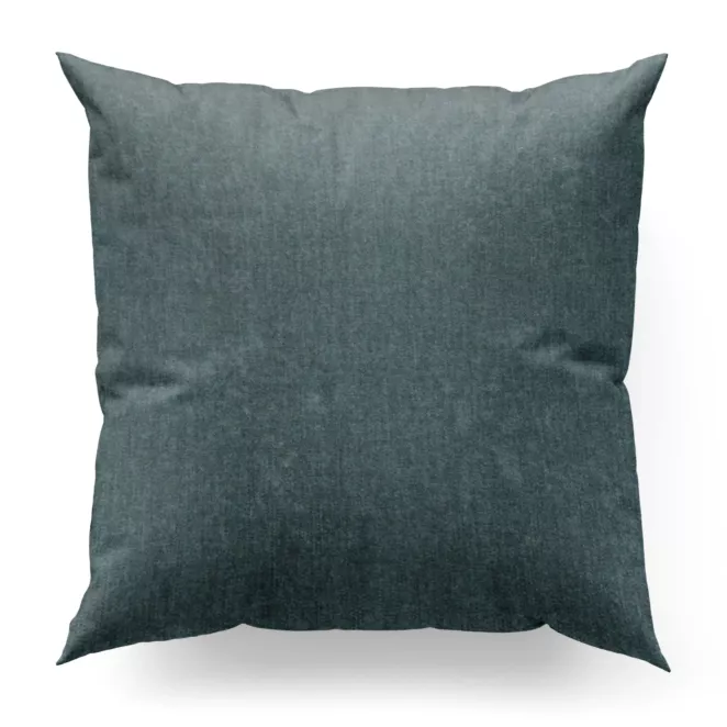 Poszewka szyta turkusowa z miękkiej tkaniny szenilowej typu dimout o naturalnym splocie