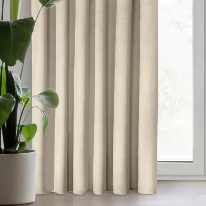 Zasłona welwetowa jasnobeżowa 140x270 cm taśma - ROSA - Design 91
