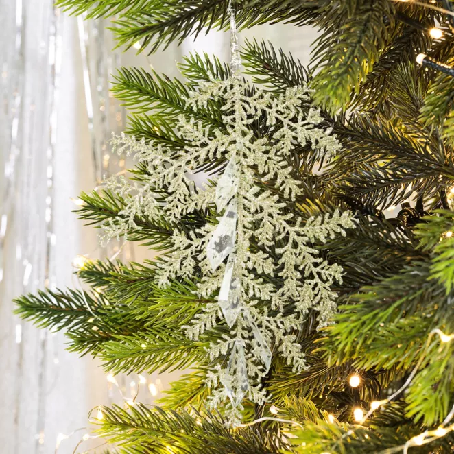 Ozdoba choinkowa - GAŁĄZKA wisząca dekorowana brokatem i kryształami