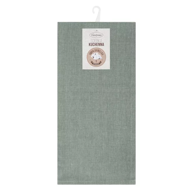 Komplet ściereczek kuchennych 2szt 50x70 cm bawełniany kolor zielony zdobionych w pasy 200 g/m2 KARIN