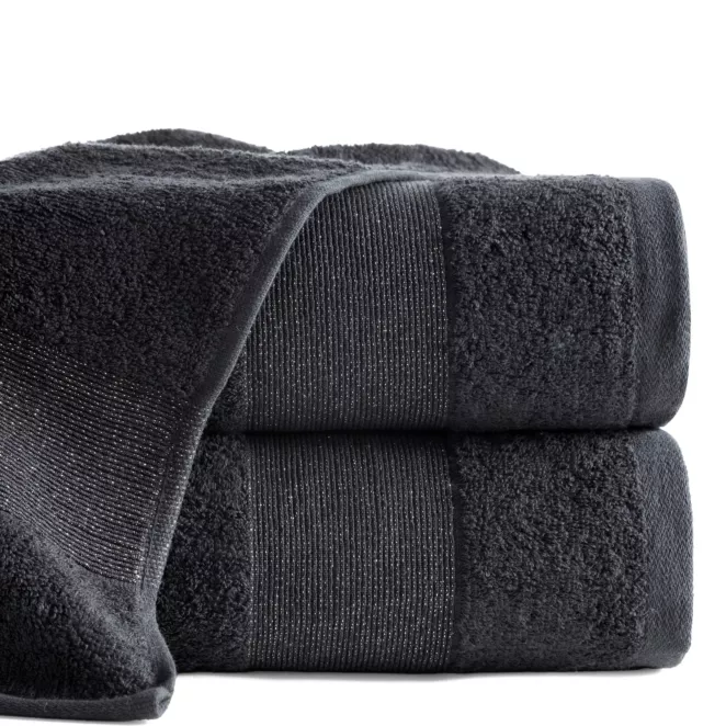 Ręcznik do rąk 30x50 cm bawełniany kolor czarny z ozdobną błyszczącą bordiurą 500 g/m2 ZOJA