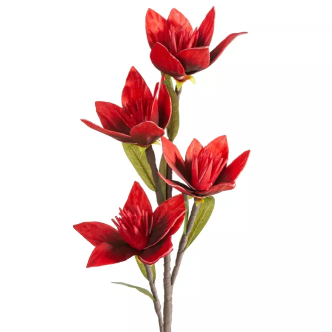 Kwiat sztuczny czerwony z plastycznej pianki foamiran 50 cm