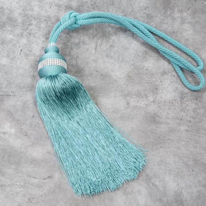 Dekoracyjny sznur do zasłon TRACY upinacz z chwostem i drobnymi kryształkami