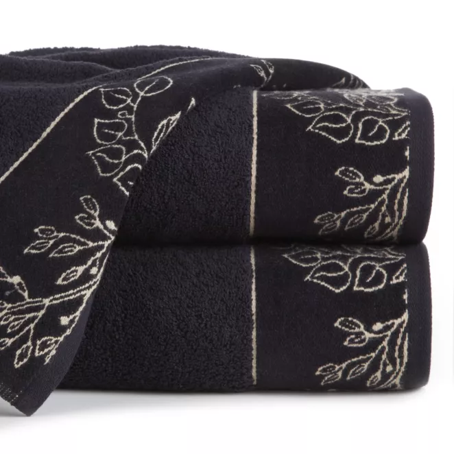 Ręcznik kąpielowy 70X140 cm bawełniany kolor czarny ,złoty z żakardową bordiurą 500 g/m2 VICTORIA 7 Limited Collection