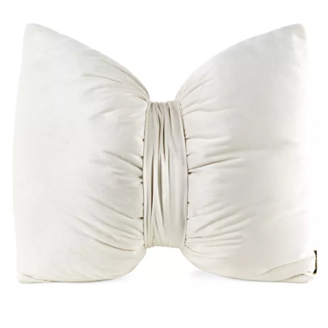 Poduszka 45x55 cm welwetowa kremowa w kształcie kokardy KOKARDA