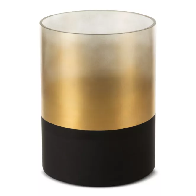 LIMITED COLLECTION Świecznik PEONIA czarno-złoty z malowanego szkła artystycznego PASJA CZERNI