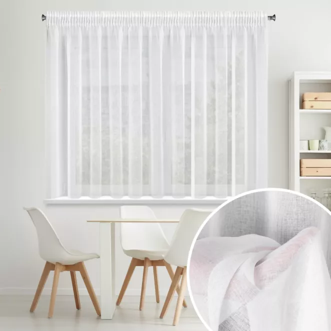 Firana biała z gładkiej matowej etaminy 350x150 cm taśma ELPIDIA