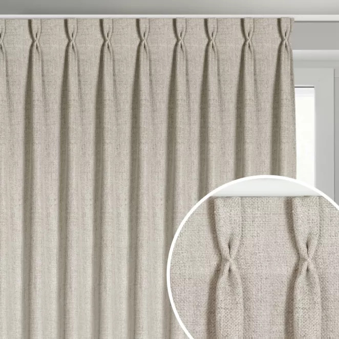 Zasłona beżowa o płóciennym splocie z efektem melanżu 80x270 cm (wymiar podany na gotowo) system flex - JULA