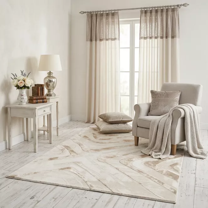 Dywan 60x100 cm jasnokremowo, brązowy zdobiony designerskim wzorem MONACO 2