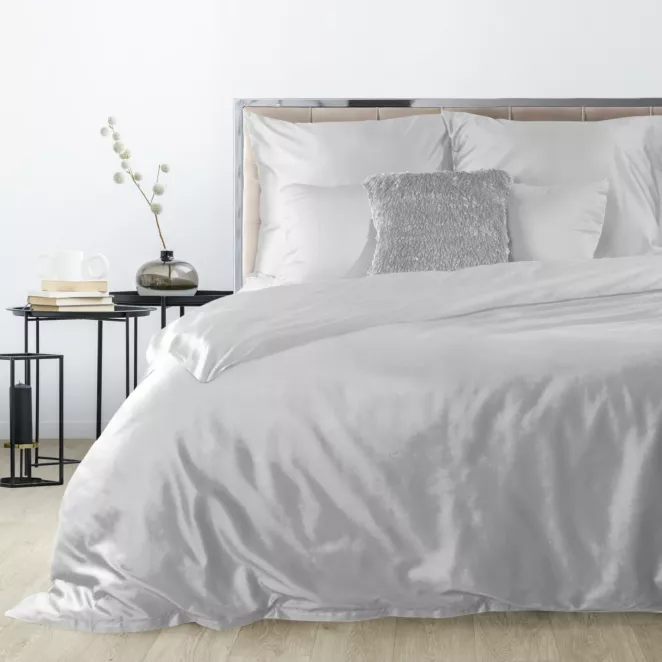 Pościel 160x200 cm gładka z satyny bawełnianej kolor jasnoszary DINA Diva Line