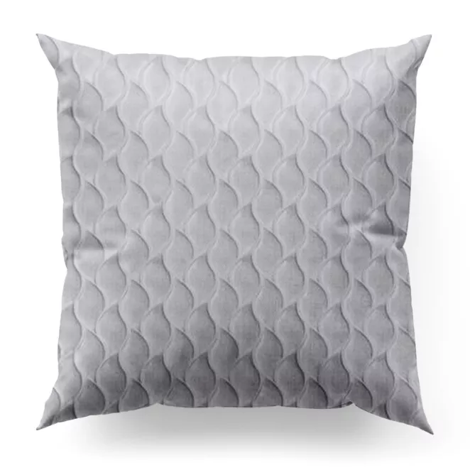 Poszewka szyta JEROME naturalna z tkaniny o symetrycznym wzorze 3D i lekkim połyskiem