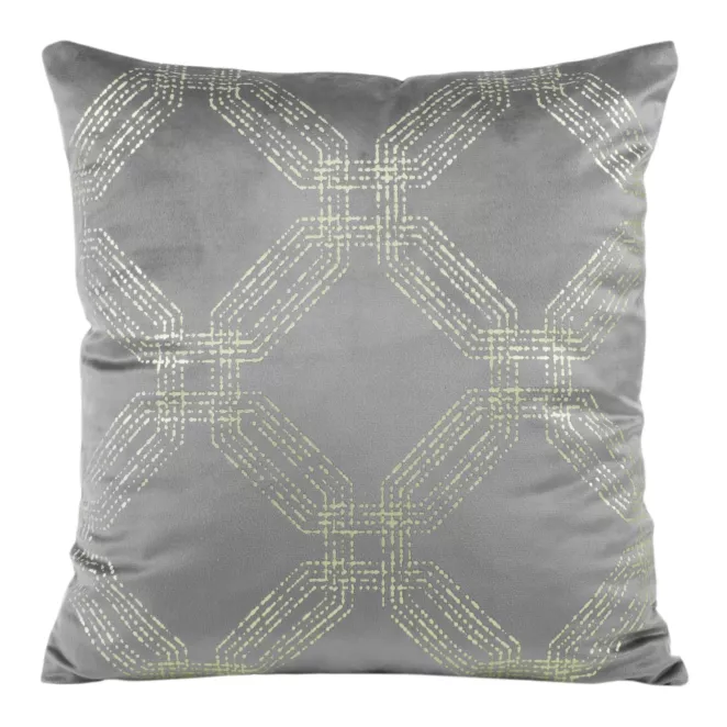 Poszewka na poduszkę 45x45 cm welwetowa kolor szaray z błyszczącym nadrukiem BLINK 30
