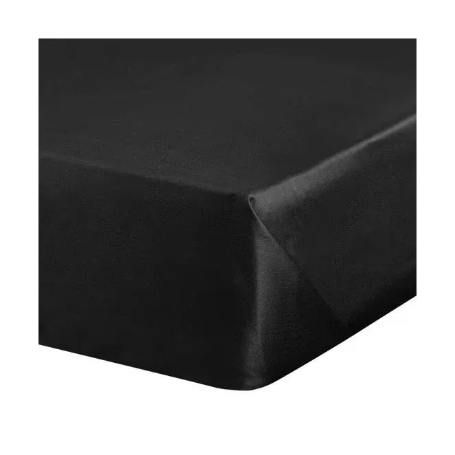 Prześcieradło bez gumki 220x210 cm z satyny bawełnianej kolor czarny 125 g/m2 DINA Diva Line