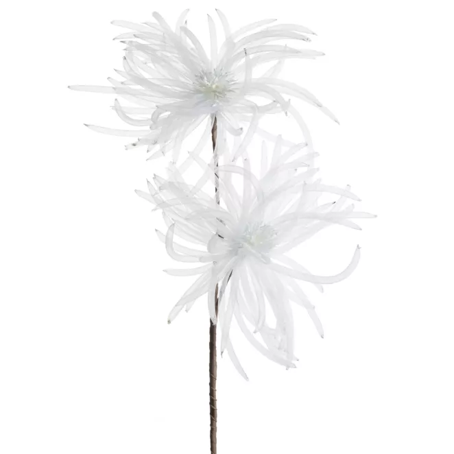 Kwiat sztuczny beżowy wykonany z organzy 90 cm