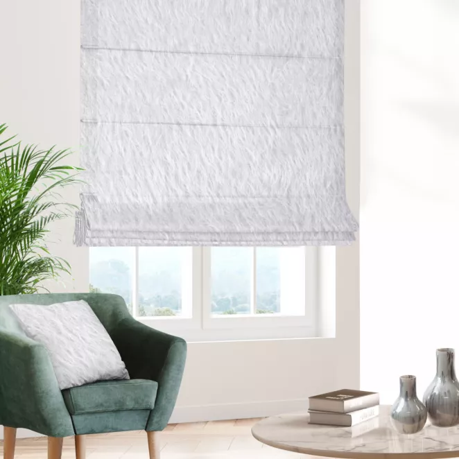 Roleta rzymska RAVENA kremowa z puszystej tkaniny w zwiewne frędzle Italissima Eva Minge