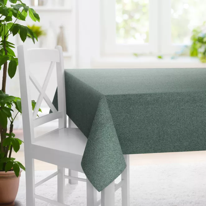 Obrus szyty miętowy z tkaniny bukla z efektem melanżu
