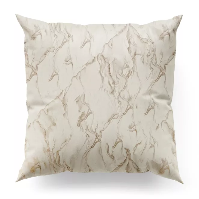 Poszewka szyta kremowo złocista z tkaniny welwetowej ze złotym marmurkowym nadrukiem