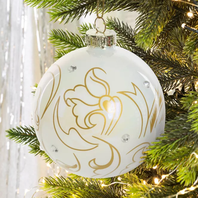 Szklana bombka choinkowa ręcznie zdobiona