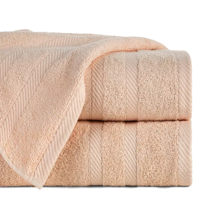 Ręcznik do rąk 30x50 cm bawełniany kolor jasnopomarańczowy z ozdobną bordiurą 500 g/m2 MILO