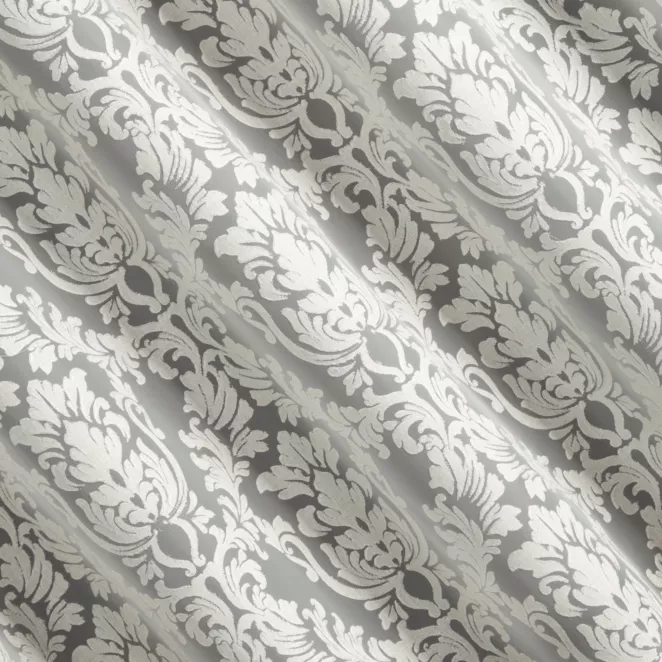 R227/1 Firana szyta na taśmie 5 cm naturalna ekskluzywna z wzorem ornamentowym na organtynie, wykończona obciążnikiem Pierre Cardin