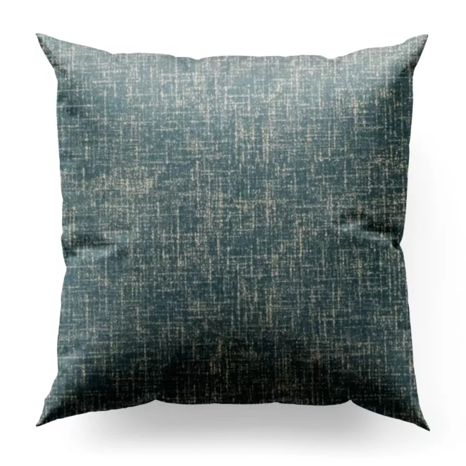 Poszewka szyta turkusowo złota z miękkiej półmatowej tkaniny welwetowej z metalicznym nadrukiem