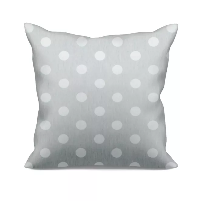 Poszewka szyta srebrno kremowa dwustronna, z wzorem w grochy