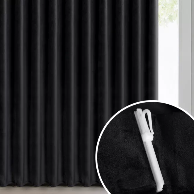 Zasłona czarna z welwetowej tkaniny 125x270 cm (wymiar podany na gotowo) system flex - MELANIE