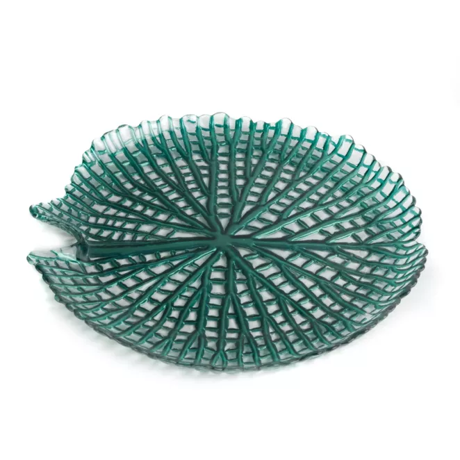 Patera MELA ze szkła artystycznego w kształcie liścia lilii wodnej