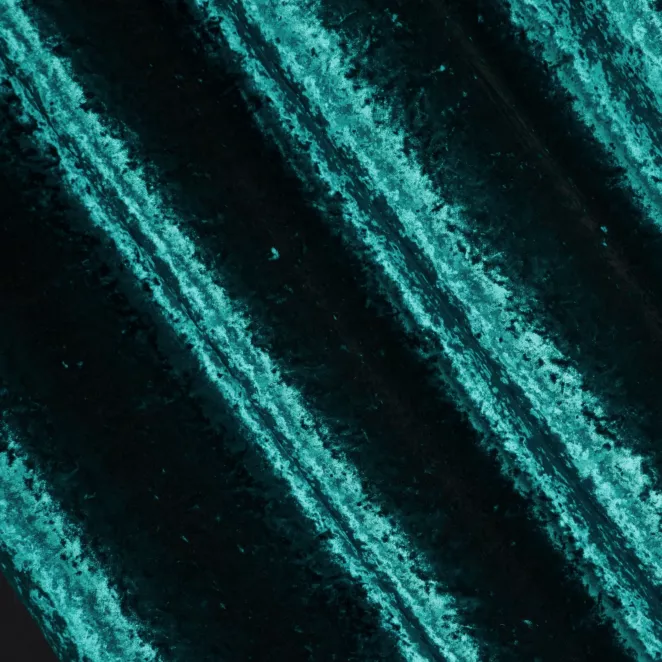 E105/1 Zasłona szyta na taśmie 5 cm turkusowa z miękkiej tkaniny welwetowej z efektem kreszowania