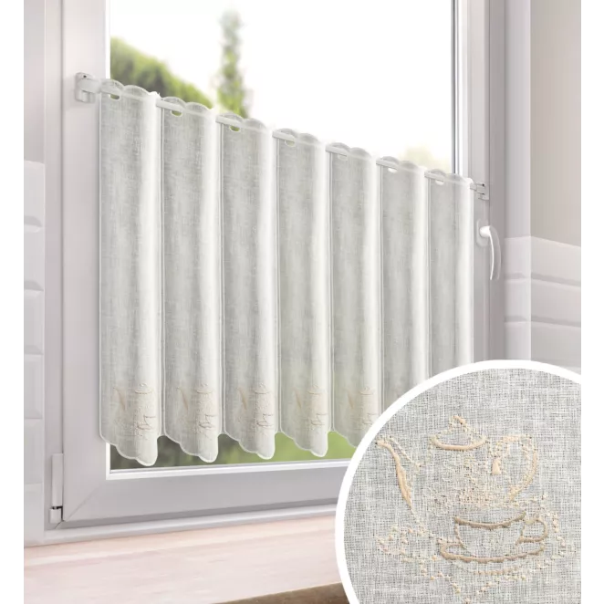 Tkanina firanowa zazdrostka z etaminy zdobiona uroczym haftem