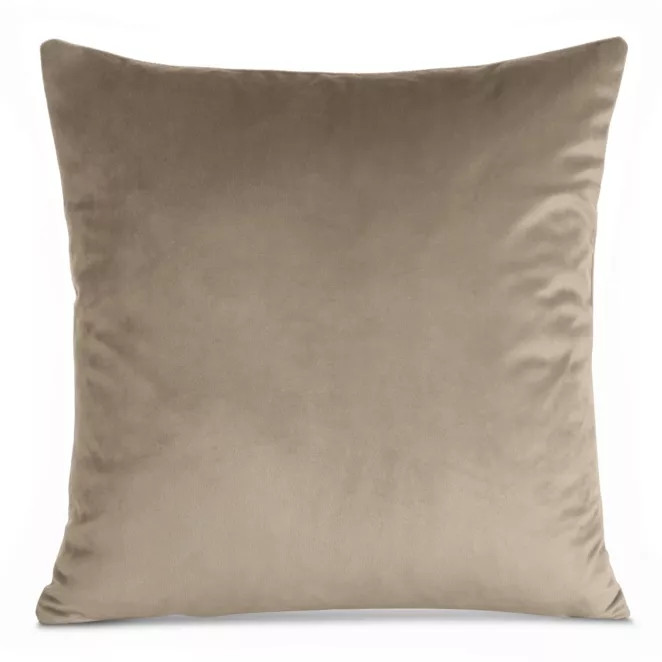 Poszewka na poduszkę 45x45 cm welwetowa, gładka ciemnobeżowa o delikatnym połysku GAJA 1