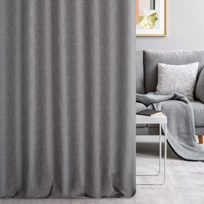 Zasłona szyta na taśmie 5 cm niebieska z miękkiej tkaniny z efektem melanżu