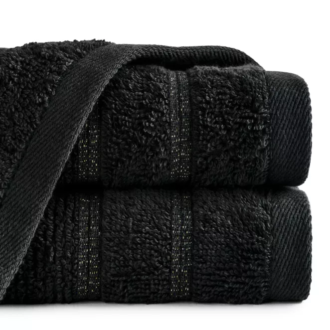 Ręcznik do rąk 30x50 cm bawełniany kolor czarny w błyszczące paseczki AMIRA