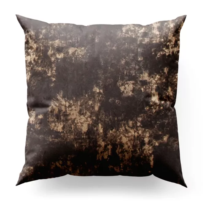 Poszewka szyta grafitowo złota z grubej, matowej tkaniny welwetowej z połyskliwym nadrukiem Italissima Eva Minge