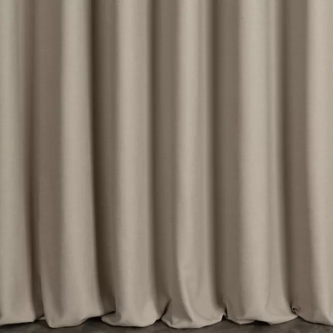 L130/5 Zasłona szyta na taśmie 5 cm beżowa o naturalnym, gęstym splocie w stylu eko