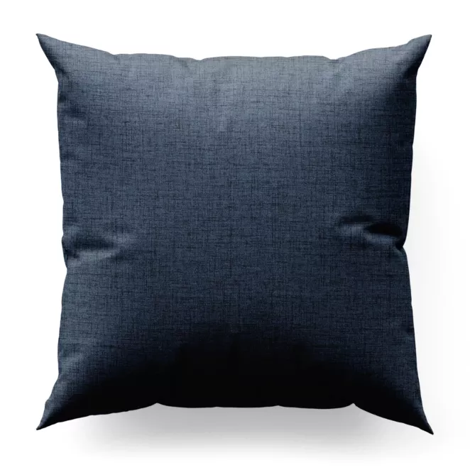 Poszewka szyta ciemnoniebieska z tkaniny w stylu eko o naturalnym splocie