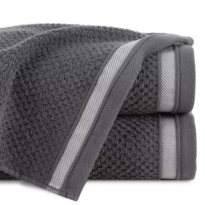 Ręcznik do rąk 30x50 cm bawełniany kolor stalowy w pasy 500 g/m2 MADLEN