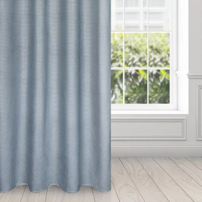 Zasłona welwetowa granatowo, srebrna z nadrukiem pepitki 140x250cm przelotka - DARCY