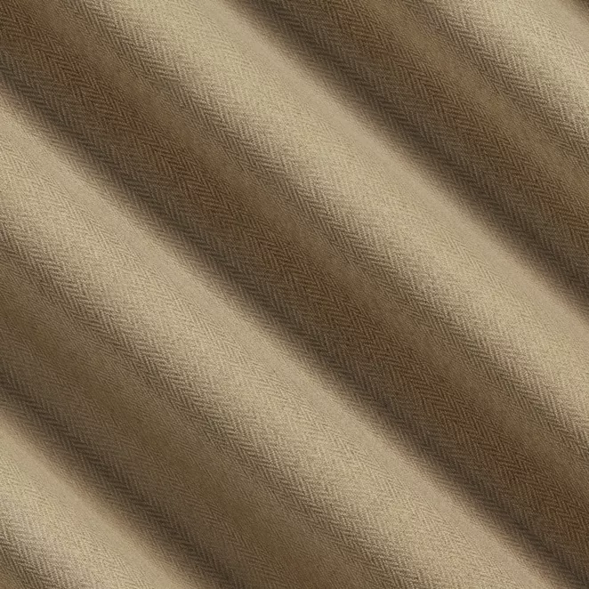 R232/6 Zasłona szyta na taśmie 5 cm brązowa z tkaniny z jodełkowym wzorem geometrycznym