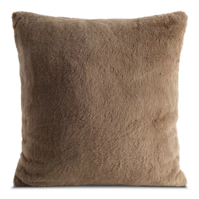 Poszewka na poduszkę 60x60 cm beżowa z miękkiej futrzanej tkaniny NINA