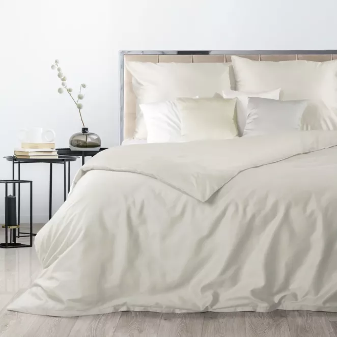 Pościel 180x200 cm bawełniana gładka kolor kremowy NOVA 3