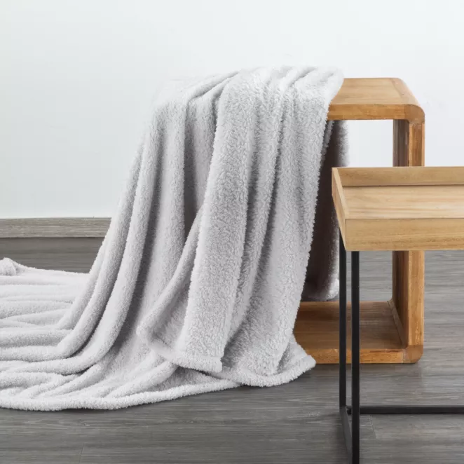 Koc polarowy 170x210 cm srebrny LORI Design 91