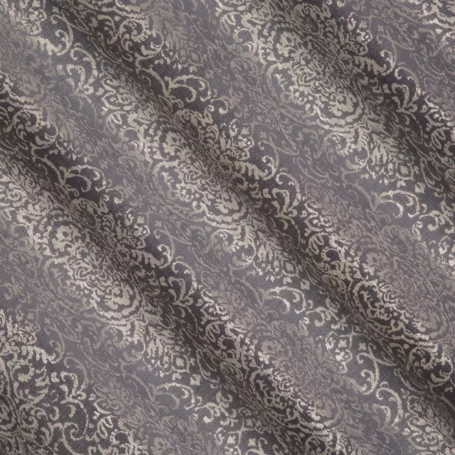 R194/4 Zasłona szyta na taśmie 5 cm srebrno złocista z połyskującej tkaniny zdobionej eleganckim wzorem Pierre Cardin