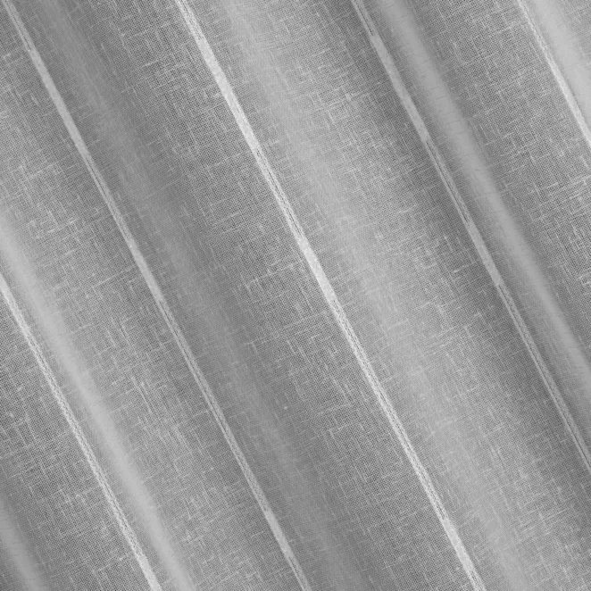 H201/12 Firana szyta na taśmie 5 cm biała z matowej etaminy w pionowe pasy, wykończona obciążnikiem