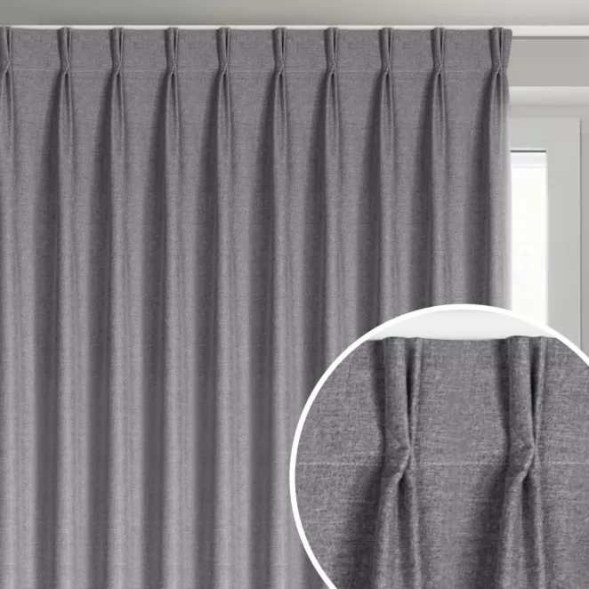 Zasłona grafitowa z 100% zaciemniającej tkaniny typu blackout 125x270 cm (wymiar podany na gotowo) system flex - NELISA